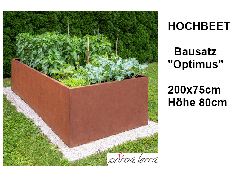 PRIMA TERRA Hochbeet-Bausatz "OPTIMUS" Metall Edelrost 200x75 H80cm