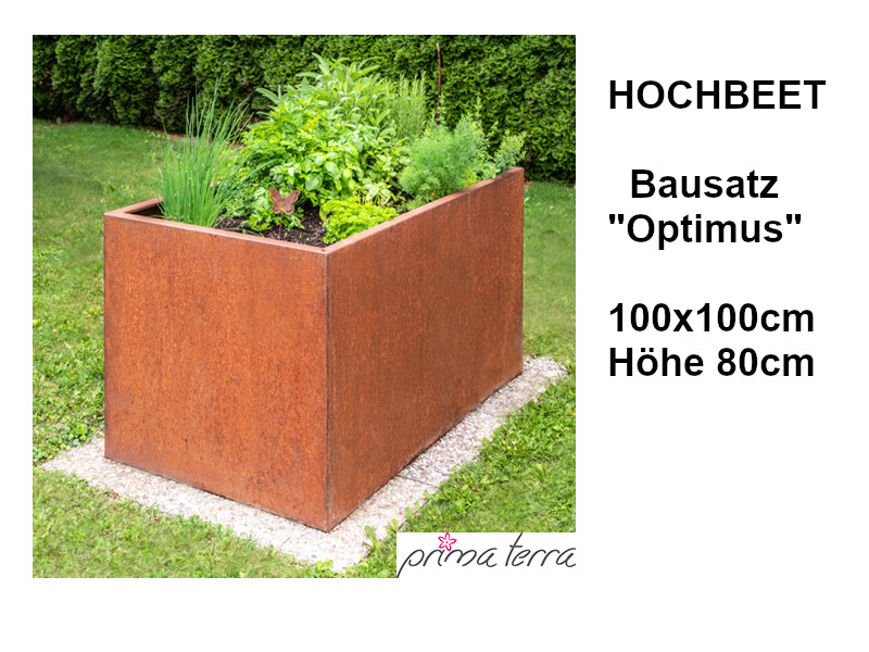 PRIMA TERRA Hochbeet-Bausatz "OPTIMUS" Metall Edelrost 100x100 H80cm
