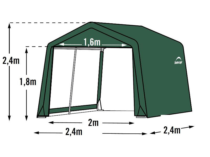 SHELTERLOGIC Gerätehaus Folienhaus in-a-BOX 5,76m² 240x240cm GRÜN