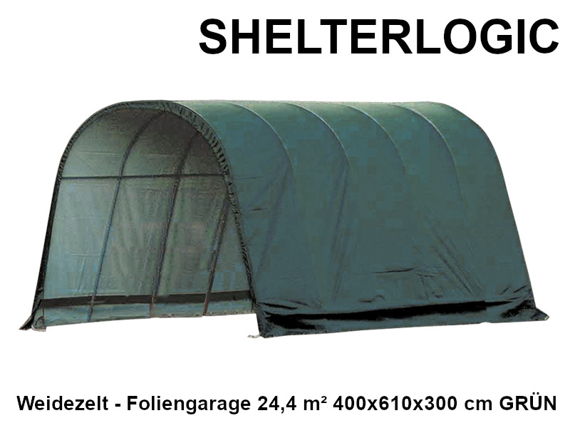 SHELTERLOGIC Weidezelt - Foliengarage 24,4 m² 400x610x300 cm GRÜN