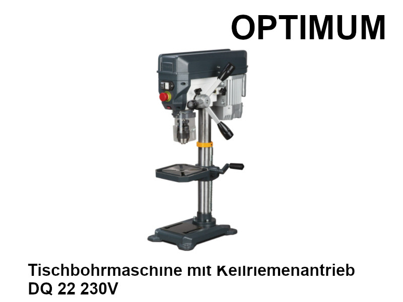 OPTIMUM Tischbohrmaschine mit Keilriemenantrieb DQ 22 230V