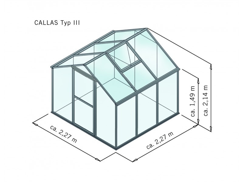 KGT Gewächshaus CALLAS III  BLANK - 227 x 227 cm - 6mm Vergl.