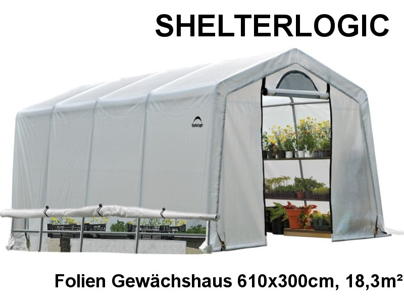 SHELTERLOGIC Folien Gewächshaus Treibhaus 18,3m² 610x300cm