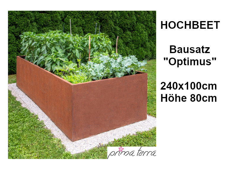 PRIMA TERRA Hochbeet-Bausatz "OPTIMUS" Metall Edelrost 240x100 H80cm