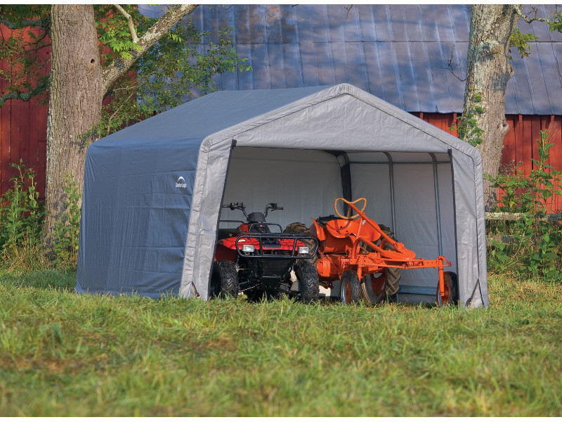 SHELTERLOGIC Gerätehaus Folienhaus in-a-BOX 13,7m² 370x370cm GRAU