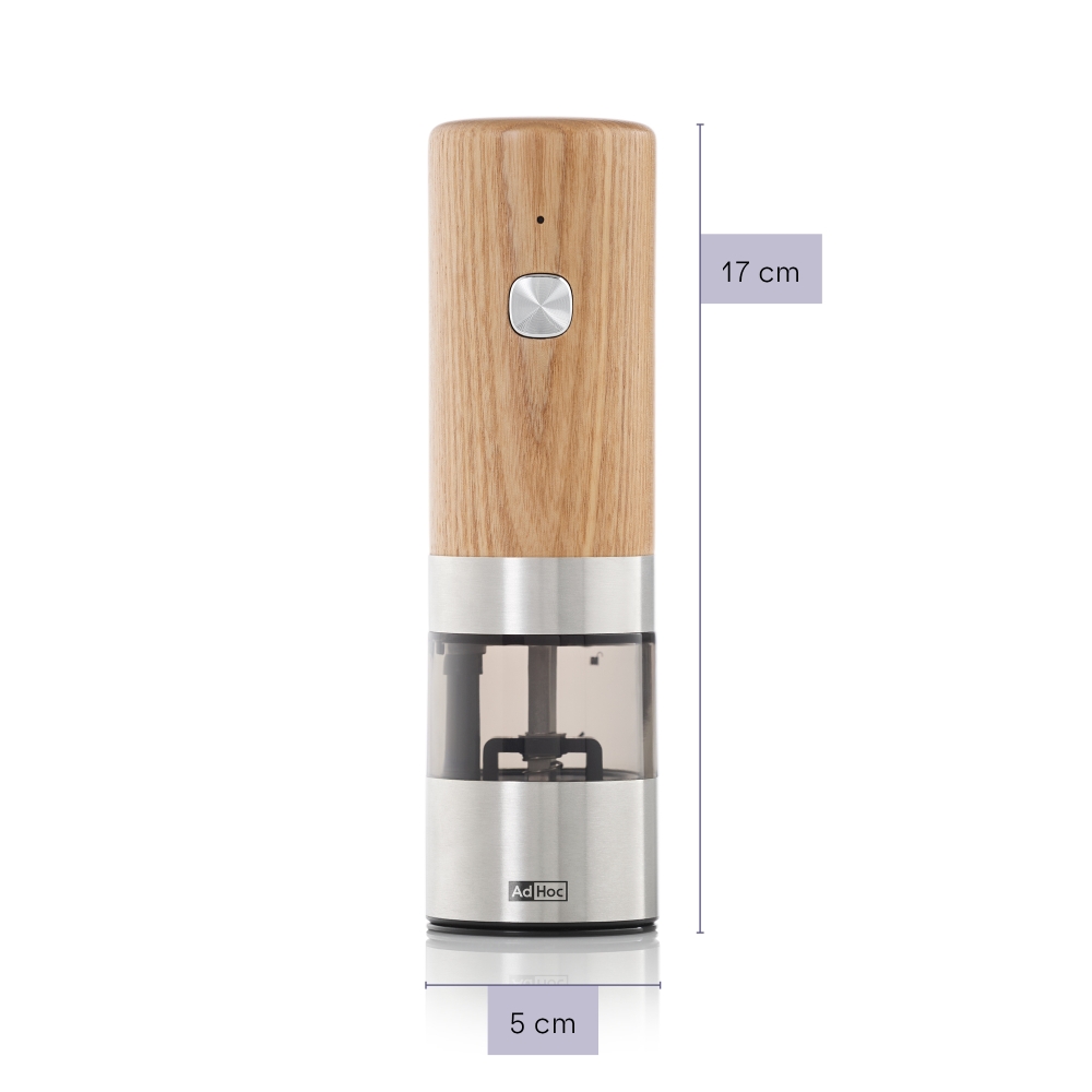 AdHoc i.Mill EP163 Elektrische Pfeffer- & Salzmühle USB-C 17 cm Eschenholz