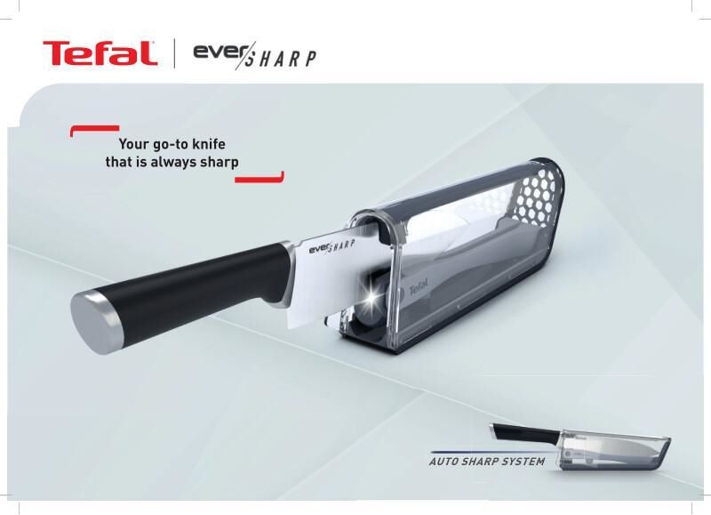 TEFAL Ever Sharp Kochmesser 16,5 cm, eingebauter Schärfer - K25690