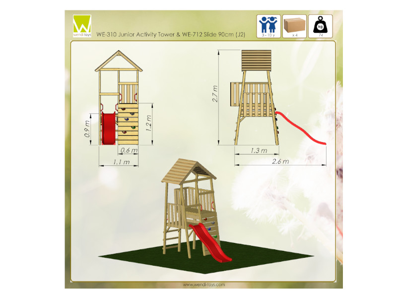 WENDI TOYS Spielturm HASE 110x260x270