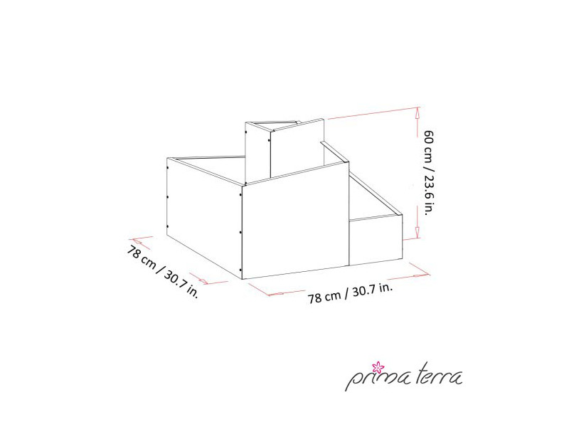 PRIMA TERRA  Kräuterschnecke-Bausatz eckig Metall Edelrost 78x78 H60cm