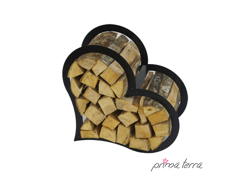PRIMA TERRA Kaminholzregal "HERZ" Metall schwarz beschichtet 54x25 H52cm