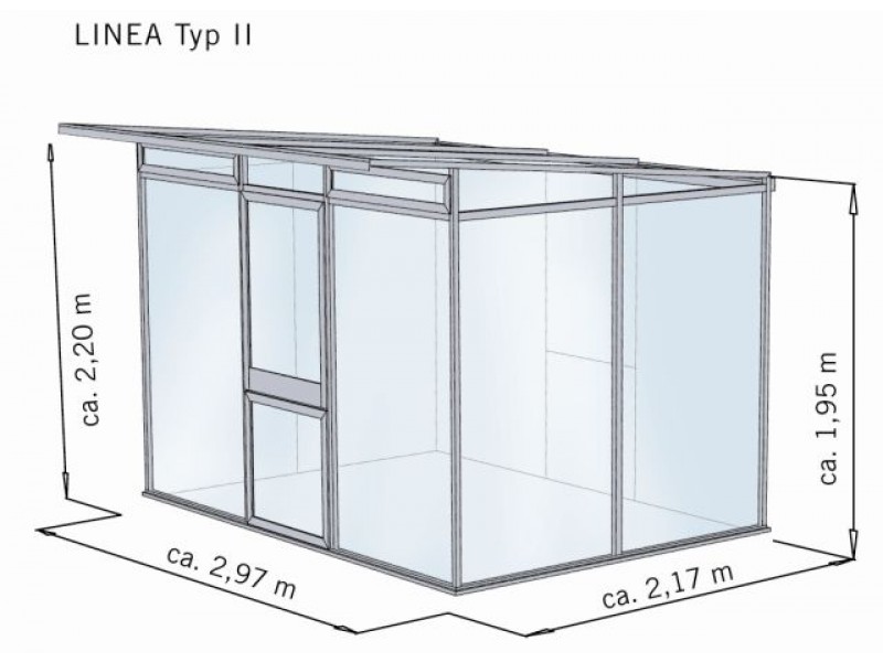 KGT Gewächshaus LINEA II Alu BLANK - 297 x 217 cm - 10mm Vergl.