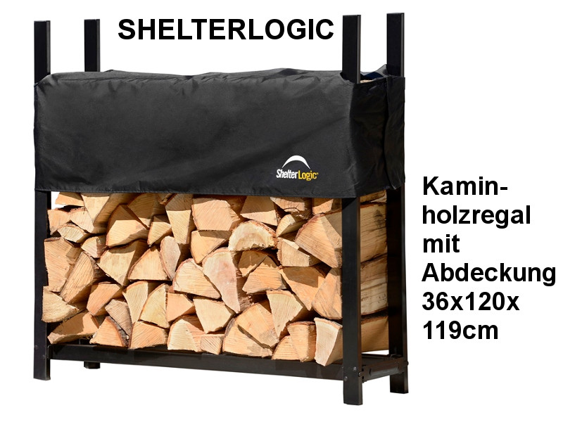 SHELTERLOGIC Kaminholzregal mit Abdeckung 36x120x119cm