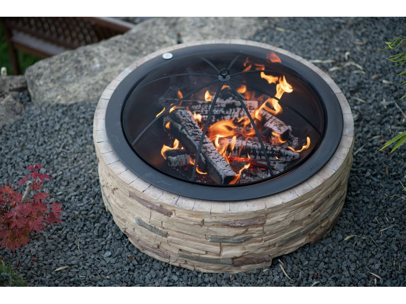 WESTMANN Feuerstelle mit Abfanggitter Steinoptik