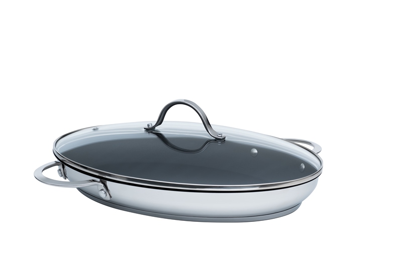 KELOMAT Fischpfanne PERFEKT 38 x 26 cm mit Glasdeckel 3540-383