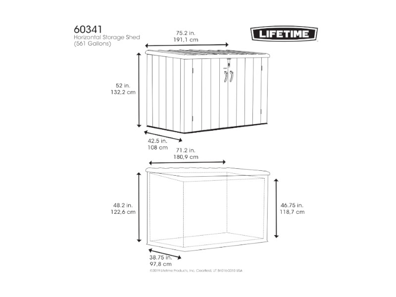 LIFETIME Gartenbox Mülltonnenbox Kunststoff 3x240l grau/braun