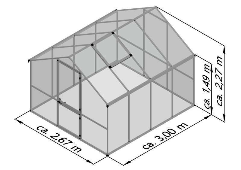 KGT Gewächshaus ENZIAN IV ALU - 267 x 300 cm - 6 mm