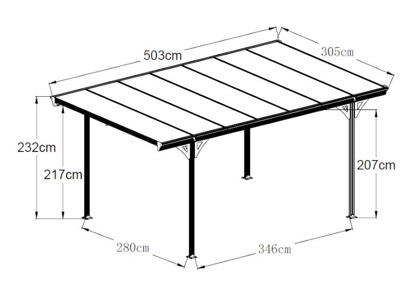 WESTMANN Flachdach Carport 305x503x232 anthrazit 15m²