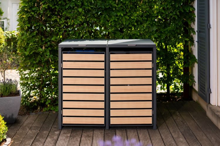 WESTMANN 2er Mülltonnenbox 240l Holzoptik