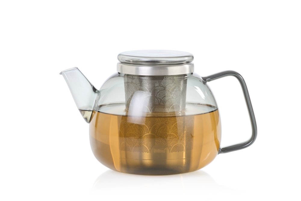 AdHoc Yuna TK61 Teekanne mit Feinfilter 1,2 l Borosilikatglas Edelstahl