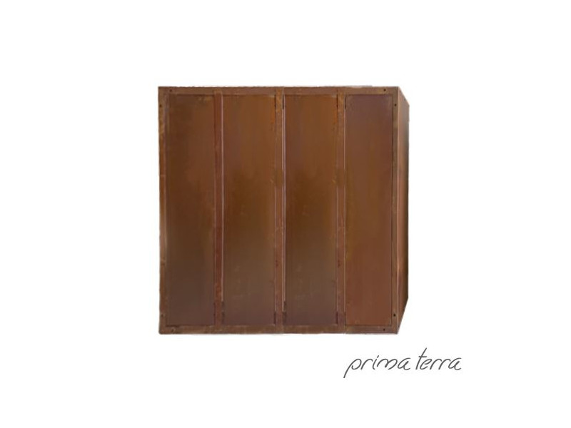 PRIMA TERRA Kaminholzregal-Rückwand "INFINITA" Metall Edelrost 158x158cm 35cm Tiefe