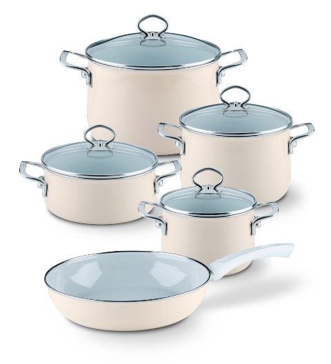 RIESS Nouvelle Extra Stark Emaille Topfset 5-teilig AVORIO 0558-011