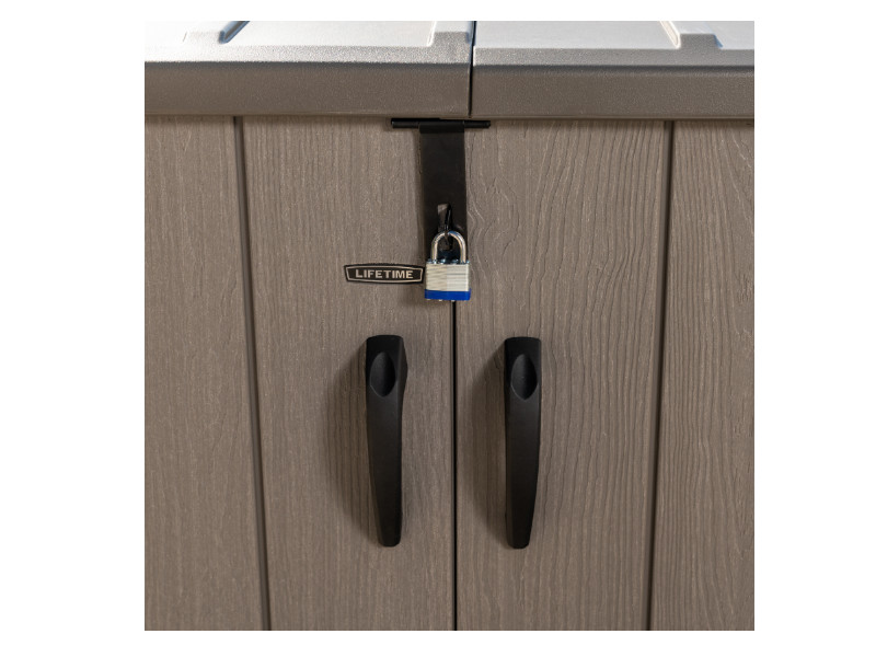 LIFETIME Gartenbox Mülltonnenbox Kunststoff 3x240l grau/braun