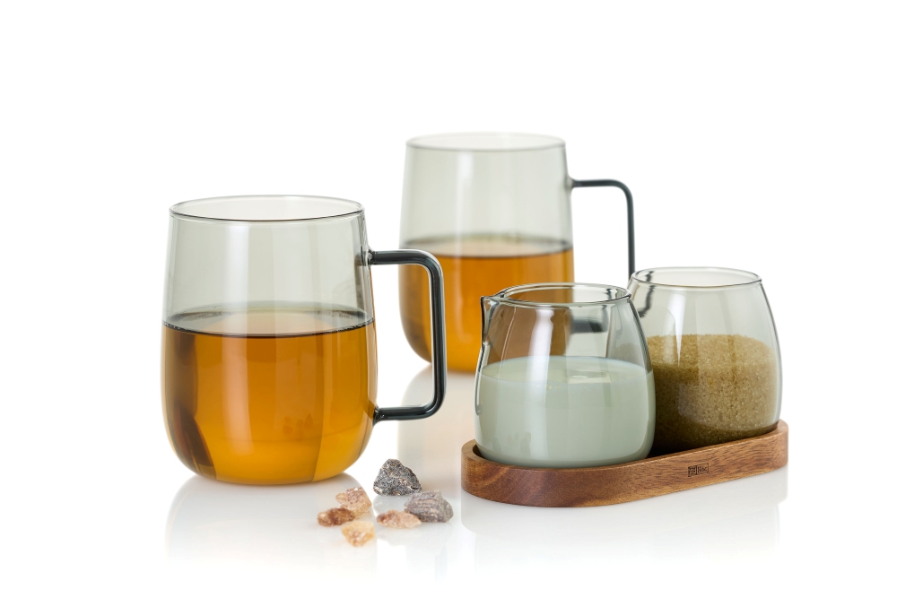 AdHoc Yuna TK64 Tassen-Set 2-teilig 560 ml Borosilikatglas Grau