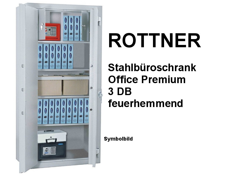 ROTTNER Stahlbüroschrank Office Premium 3 DB feuerhemmend 2 flg. Türe