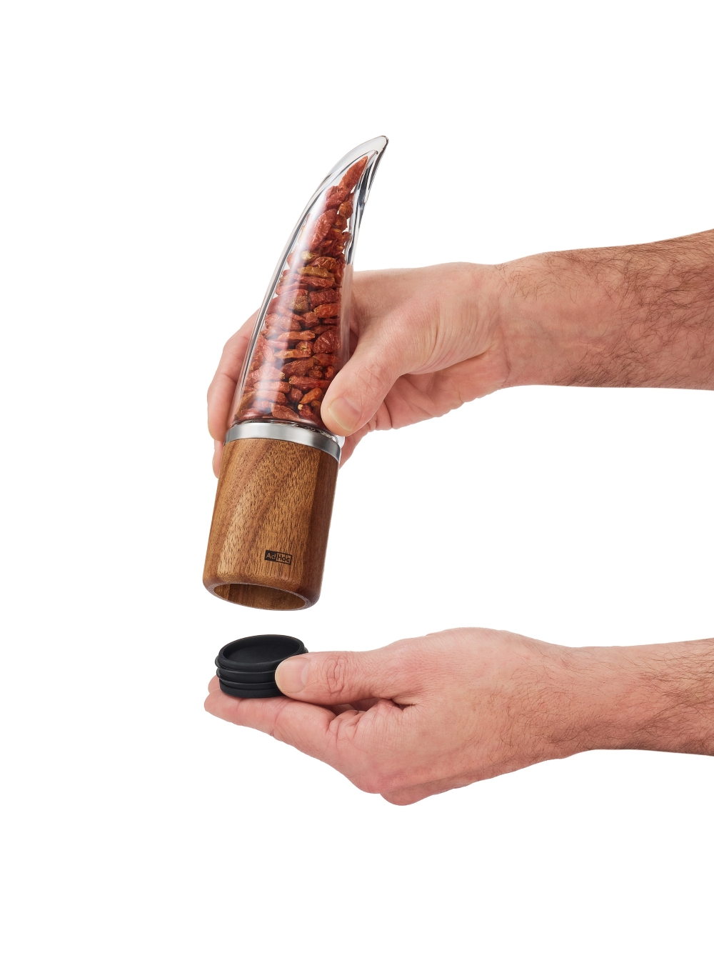 AdHoc Peperone MP233 Chilischneider mit SchneidWerk® 22 cm Glas Akazienholz Edelstahl