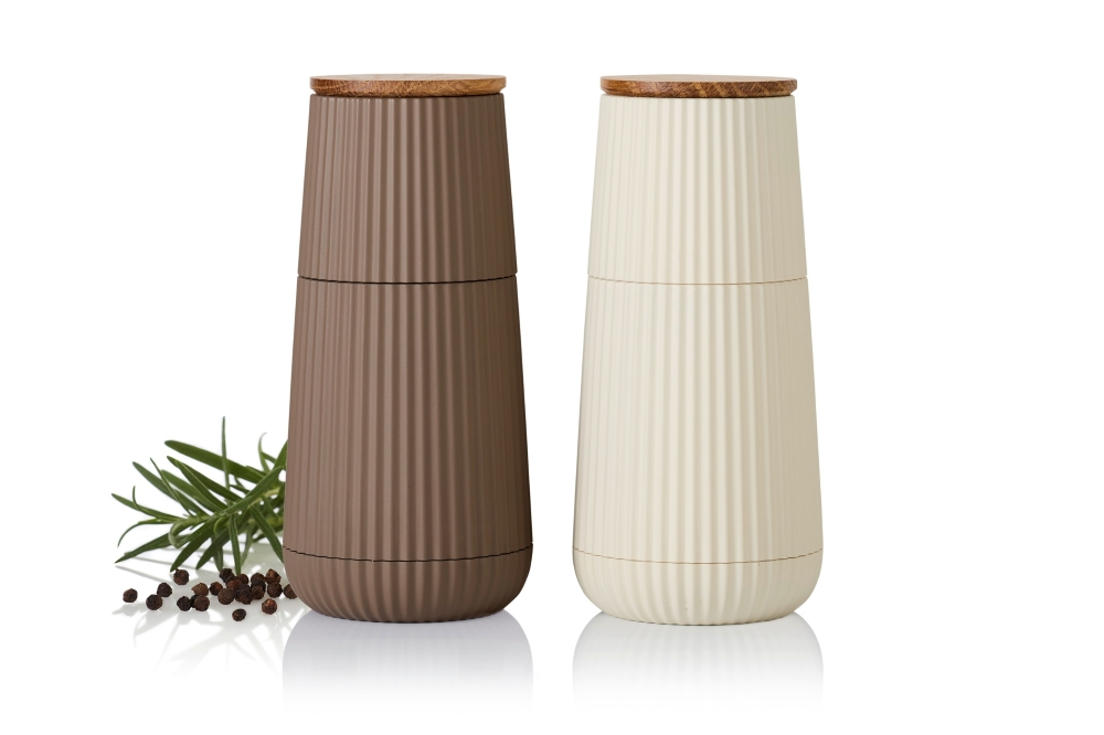 AdHoc Scape MP159 Pfeffer- & Salzmühlen-Set 2-teilig 12,3 cm Dunkelbeige & Hellbeige