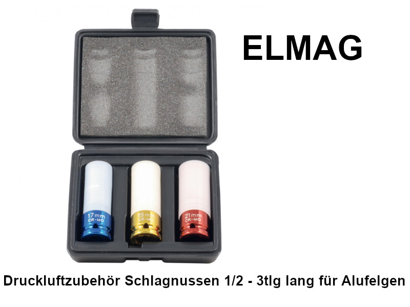 ELMAG Druckluftzubehör Schlagnussen 1/2 - 3tlg lang für Alufelgen