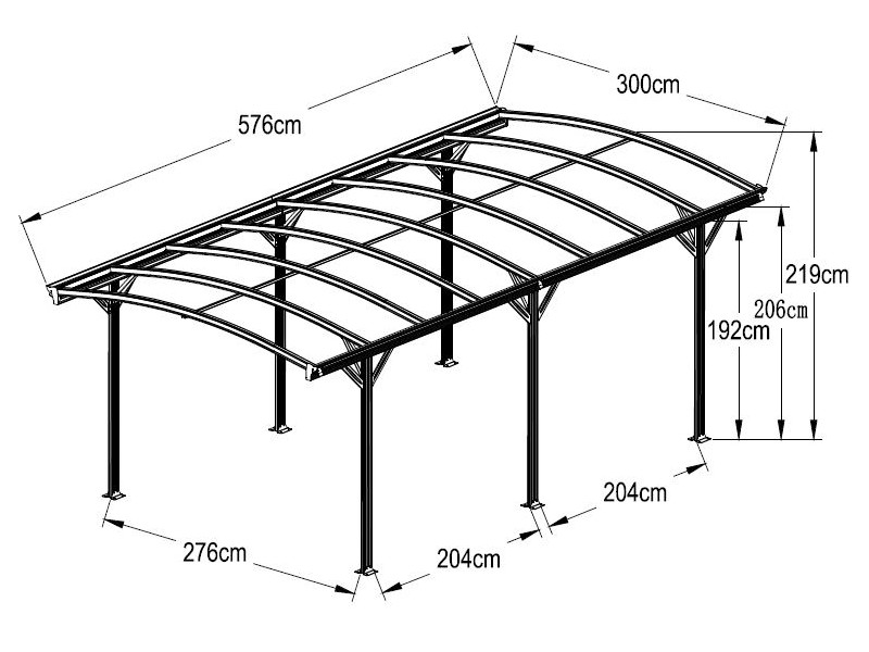 WESTMANN Rundbogen Carport 300x576x220 anthrazit 17m²