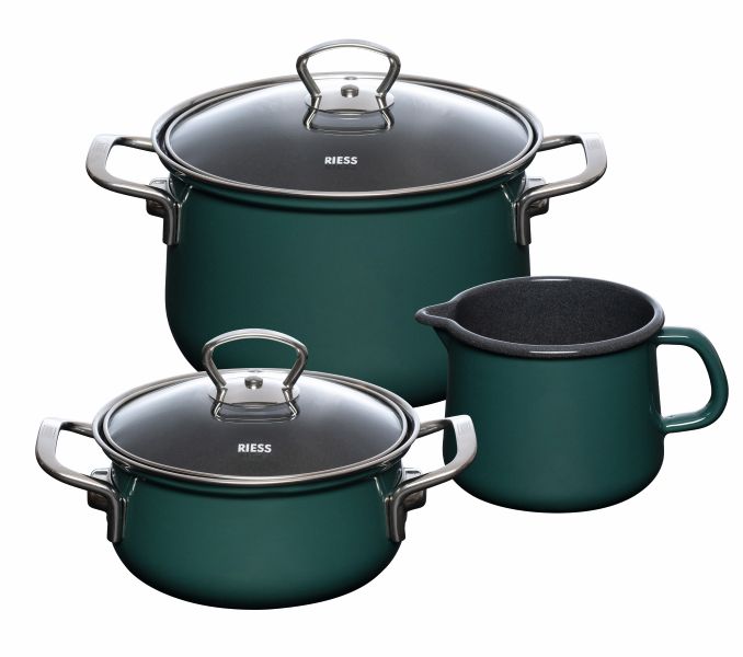 RIESS Email Kochtöpfe, Starterset 3-tlg TEAL 0520-007
