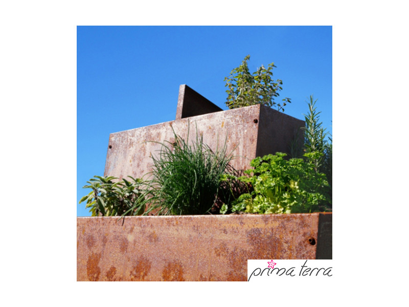 PRIMA TERRA  Kräuterschnecke-Bausatz eckig Metall Edelrost 78x78 H60cm