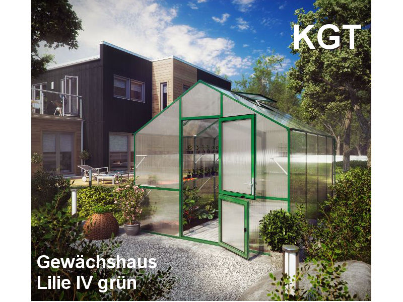 KGT Gewächshaus LILIE IV Alu GRÜN - 297 x 429 cm - 10mm Vergl.