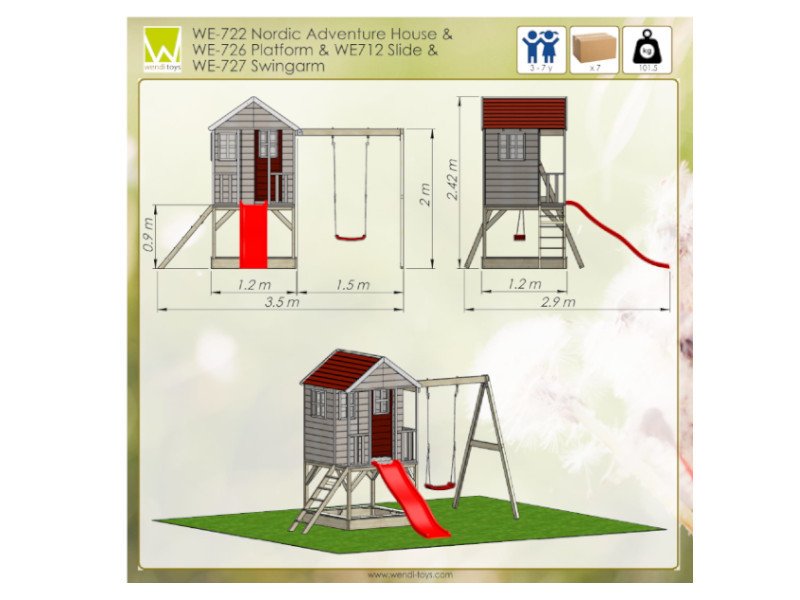 WENDI TOYS Spielhaus ALPAKA 350x290x242