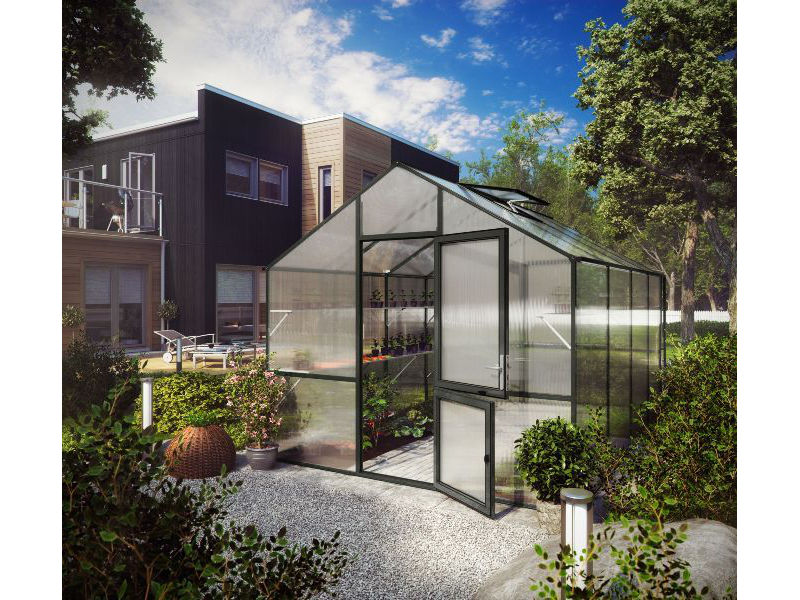 KGT Gewächshaus LILIE IV Alu GRAU - 297 x 429 cm - 10mm Vergl.