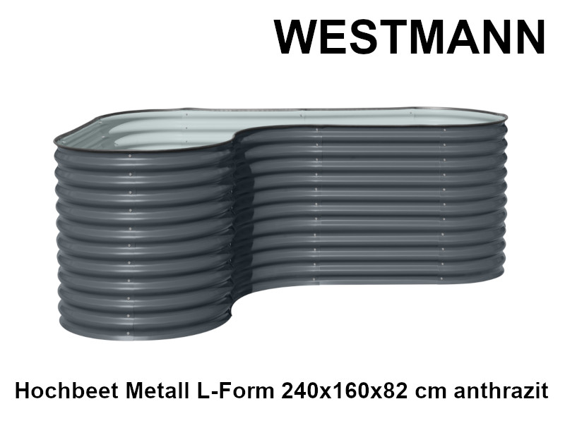 WESTMANN Hochbeet Metall L-Form 240x160x82 cm anthrazit