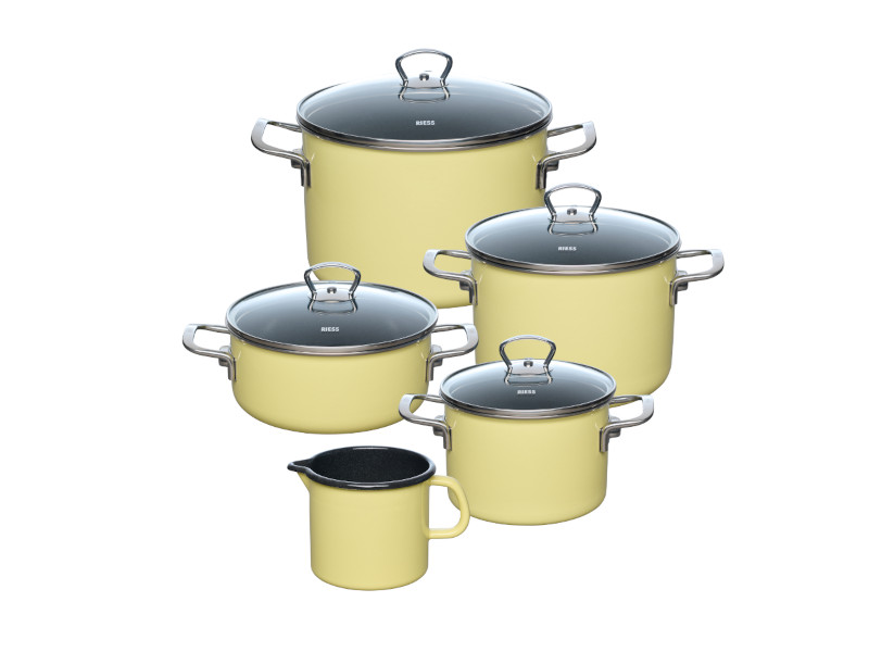 RIESS Email Kochtöpfe, Sparset 5-tlg LEMON 0546-002