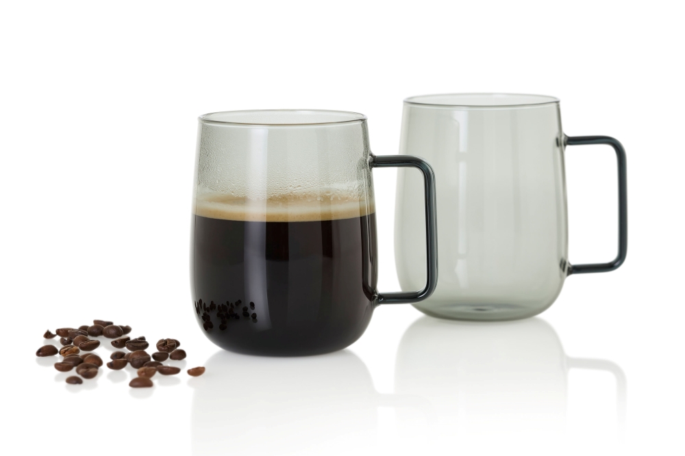AdHoc Yuna TK64 Tassen-Set 2-teilig 560 ml Borosilikatglas Grau