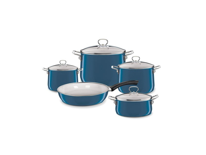 RIESS Nouvelle Extra Stark Emaille Topfset 5-teilig AQUAMARINBLAU 0558-010