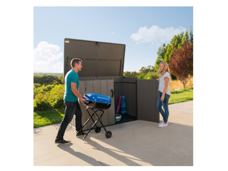 LIFETIME Gartenbox Mülltonnenbox Kunststoff 3x240l grau/braun