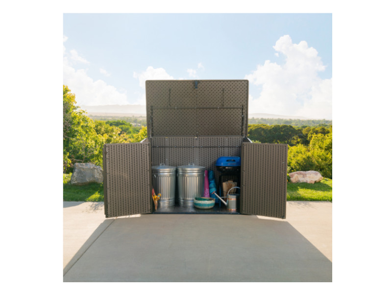 LIFETIME Gartenbox Mülltonnenbox Kunststoff 3x240l grau/braun