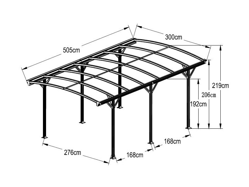 WESTMANN Rundbogen Carport 300x505x220 anthrazit 15m²