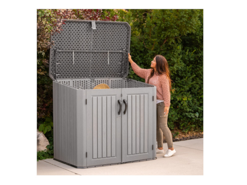 LIFETIME Gartenbox Mülltonnenbox Kunststoff 2x240l grau