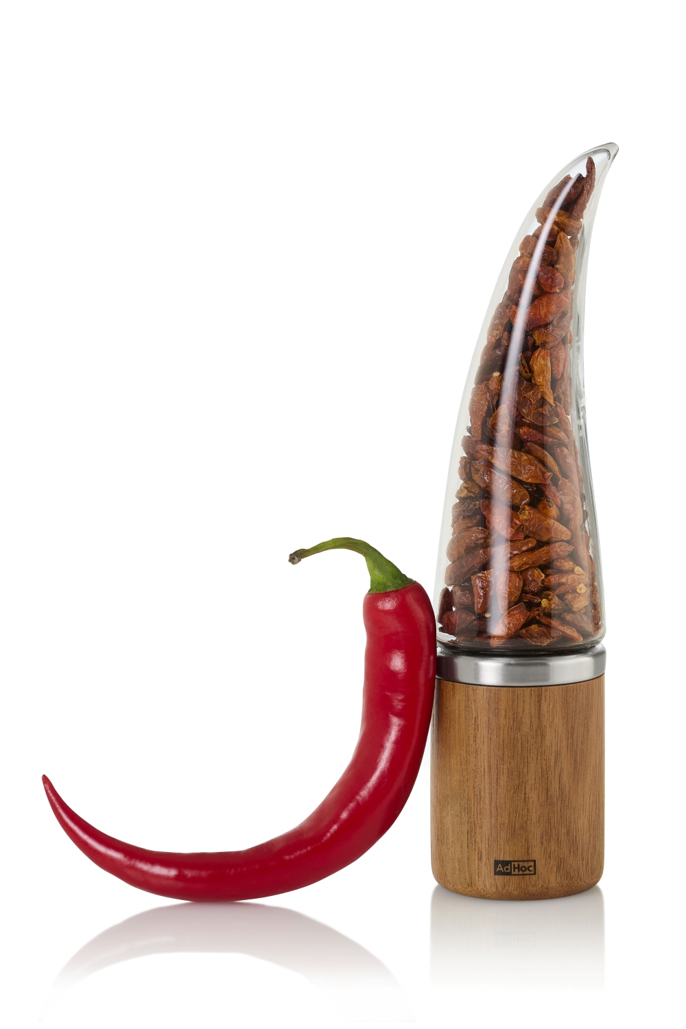 AdHoc Peperone MP233 Chilischneider mit SchneidWerk® 22 cm Glas Akazienholz Edelstahl