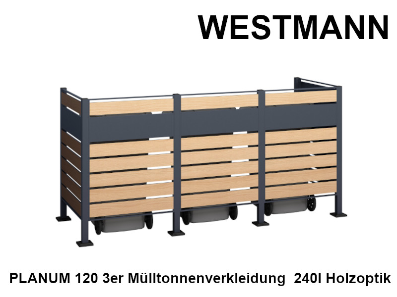 WESTMANN PLANUM 120 3er Mülltonnenverkleidung 240l Holzoptik