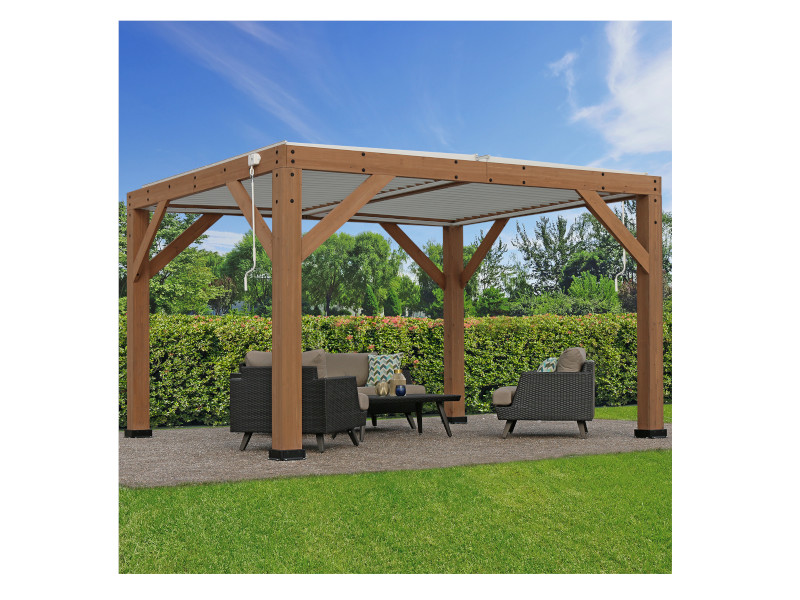 WESTMANN Outdoor Pavillon KARL mit Lamellendach 396 x 335 x 251 cm natur