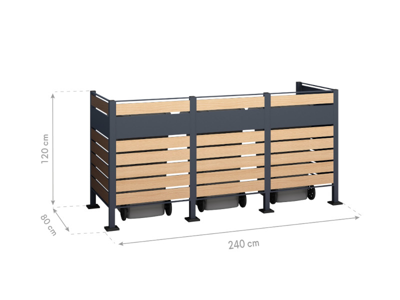 WESTMANN PLANUM 120 3er Mülltonnenverkleidung 240l Holzoptik