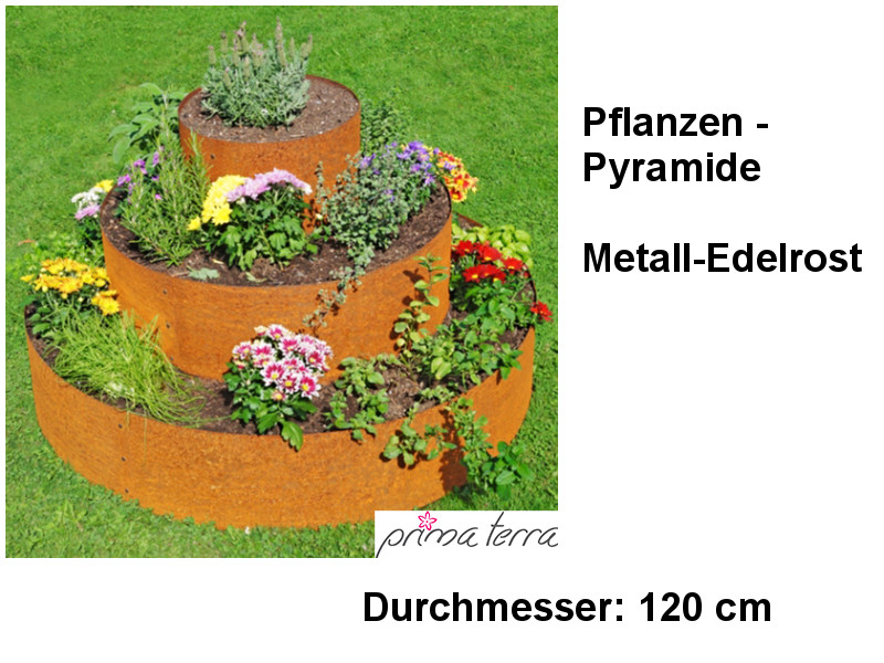 PRIMA TERRA Pflanzenpyramide Metall Edelrost d=120cm